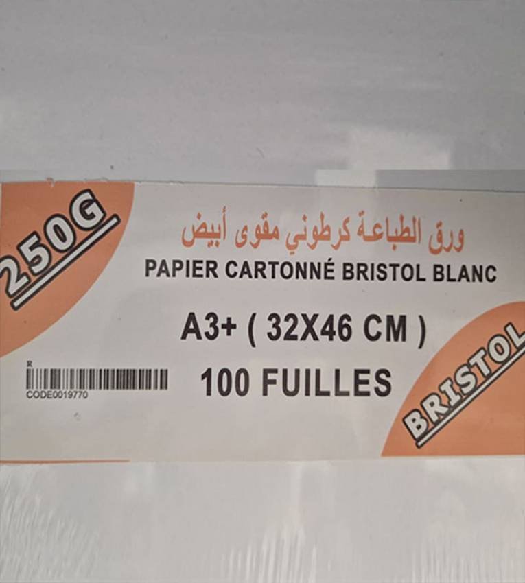 Papier Cartonné Bristol Blanc A3+ – 250G – 100 Feuilles